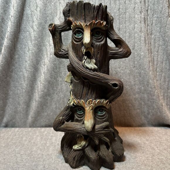 Smoking Tree Cone Incense Burner Elegant Expressions Hear No Evil See No Evil - Picture 2 of 12
